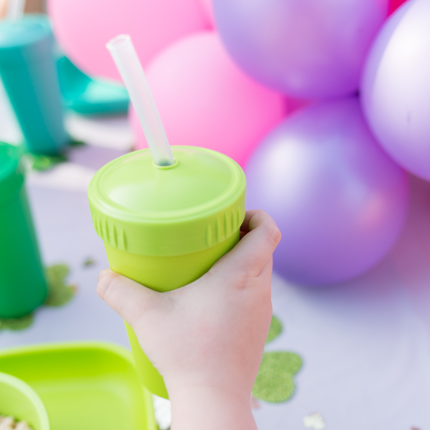 Re-Play Straw Cup with Lid & Straw Assembled - Lime Green  (Min. of 2 PK, Multiples of 2 PK)