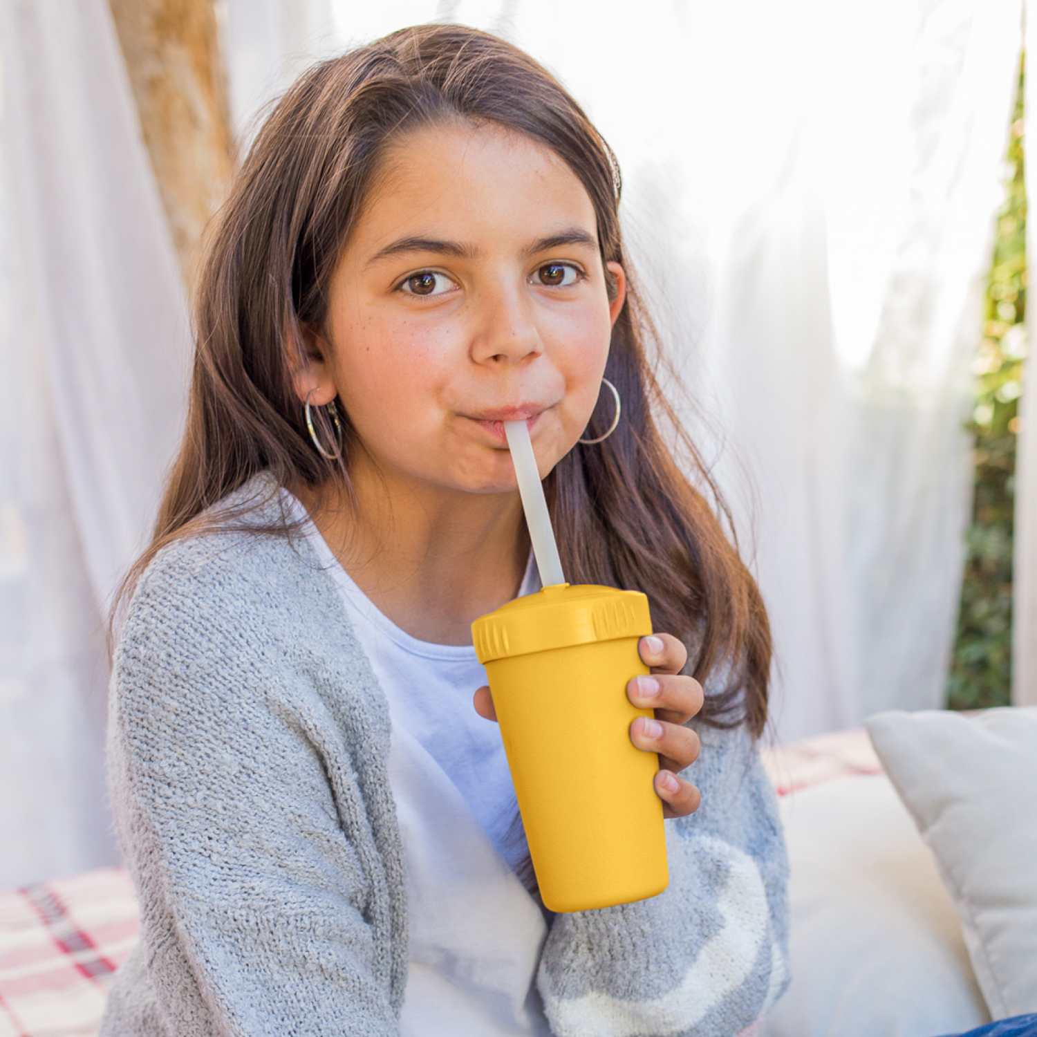 Re-Play Straw Cup with Lid & Straw Assembled -Sunny Yellow (Min. of 2 PK, Multiples of 2 PK)
