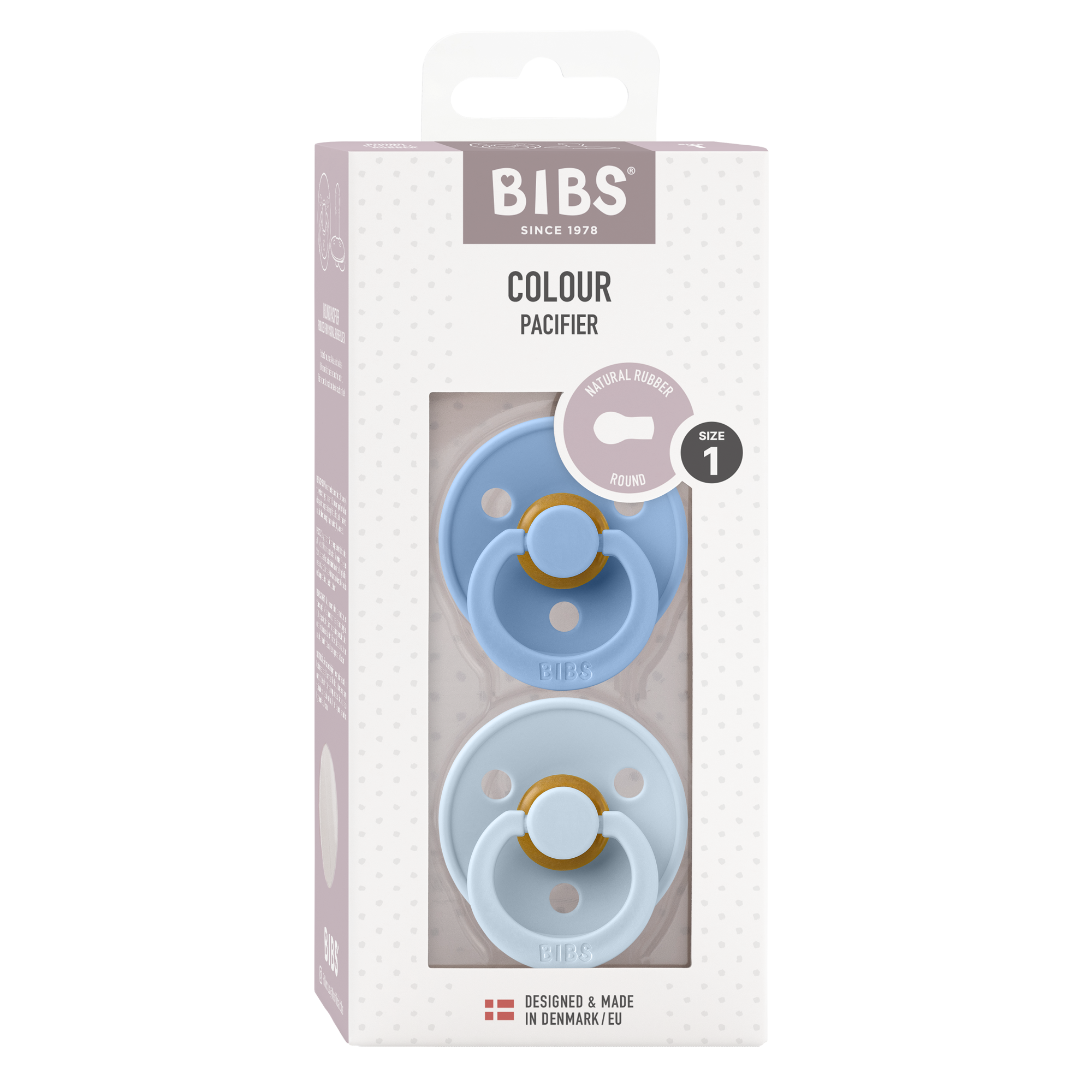 BIBS Pacifier Original COLOUR Latex 2 PK Sky Blue / Baby Blue (Min. of 2 PK, multiples of 2 PK)