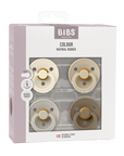 BIBS Pacifier Original COLOUR Latex 4 PK Ivory/Sand/Vanilla/Dark Oak (Min. of 2 PK, multiples of 2 PK)