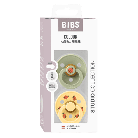 BIBS Pacifier Studio Colour 2 PACK Ladybug Latex - Sage Mix (Min. of 2 PK, multiples of 2 PK)