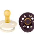 BIBS Pacifier Original COLOUR Holiday Bow Latex 2 PK Ivory/Plum (Min. of 2 PK, multiples of 2 PK)