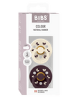 BIBS Pacifier Original COLOUR Holiday Bow Latex 2 PK Ivory/Plum (Min. of 2 PK, multiples of 2 PK)