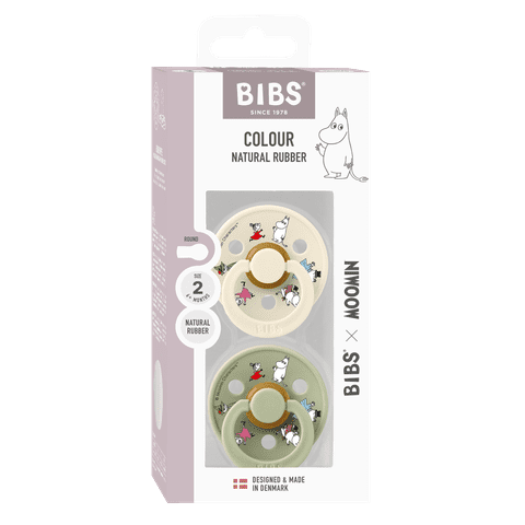 BIBS x Moomin Pacifier Colour 2 pack Friends Latex - Ivory mix (Min. of 2 PK, multiples of 2 PK)