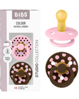 BIBS Pacifier Studio Colour 2 PACK Polka - Pink/Mocha (Min. of 2 PK, multiples of 2 PK)