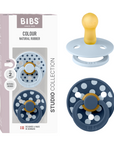 BIBS Pacifier Studio Colour 2 PACK Polka - Baby Blue/Steel Blue (Min. of 2 PK, multiples of 2 PK)