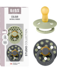BIBS Pacifier Studio Colour 2 PACK Polka - Sage/Iron (Min. of 2 PK, multiples of 2 PK)