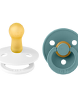 BIBS Pacifier Original COLOUR Latex 2 PK White / Island Sea (Min. of 2 PK, multiples of 2 PK)