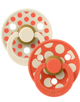 BIBS Pacifier Studio Colour 2 PACK Polka Ivory/Tango (Min. of 2 PK, multiples of 2 PK)
