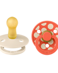 BIBS Pacifier Studio Colour 2 PACK Polka Ivory/Tango (Min. of 2 PK, multiples of 2 PK)
