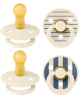 BIBS Pacifier Studio Colour Latex 4 PK Pin Ivory Vanilla Mix/Pin Ivory Steel Blue Mix (Min. of 2 PK, multiples of 2 PK)