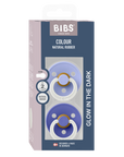 BIBS Pacifier Original COLOUR Latex 2 PK Hush GLOW/Grape GLOW (Min. of 2 PK, multiples of 2 PK)