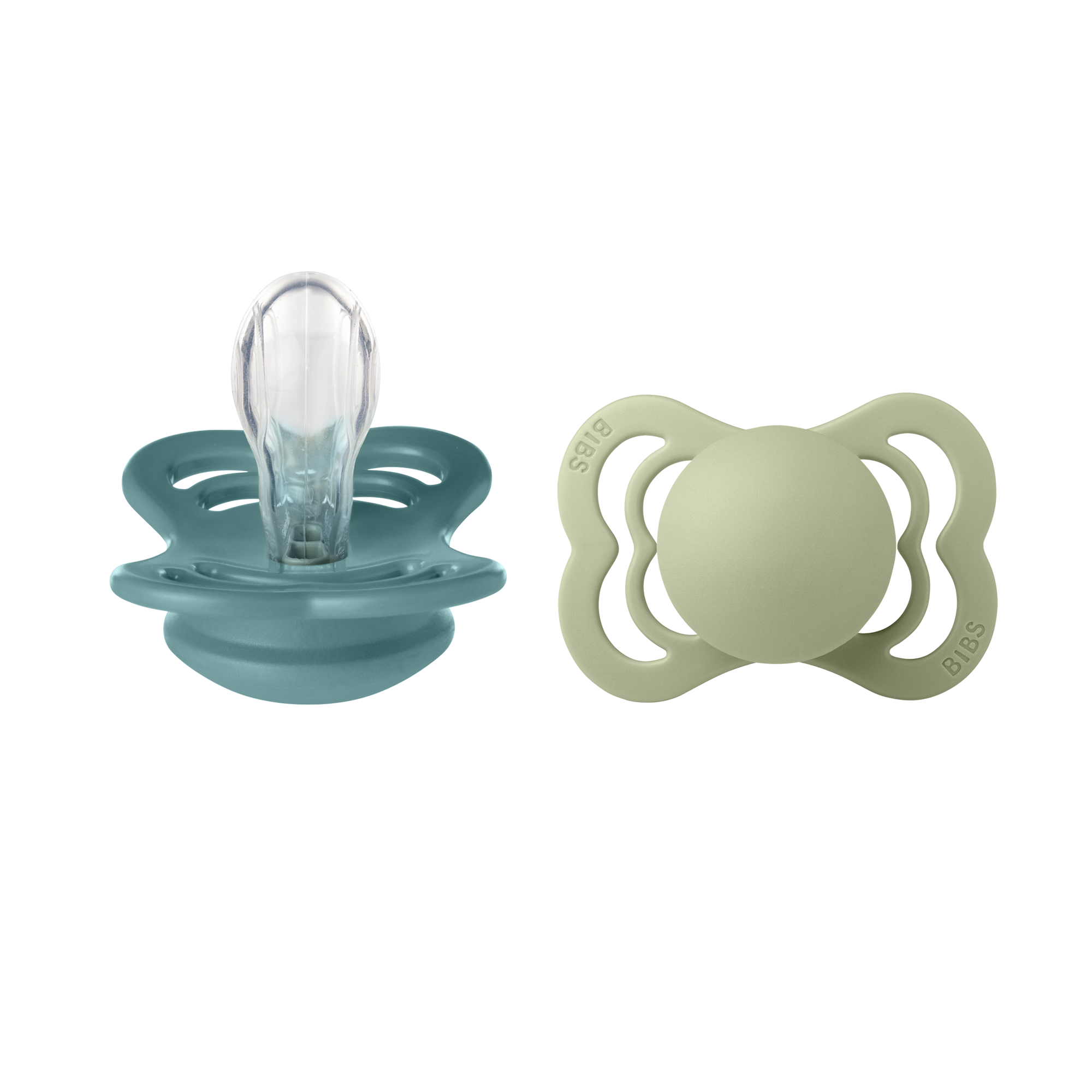 BIBS Pacifier SUPREME Silicone 2 PK Island Sea / Sage (Min. of 2 PK, multiples of 2 PK)