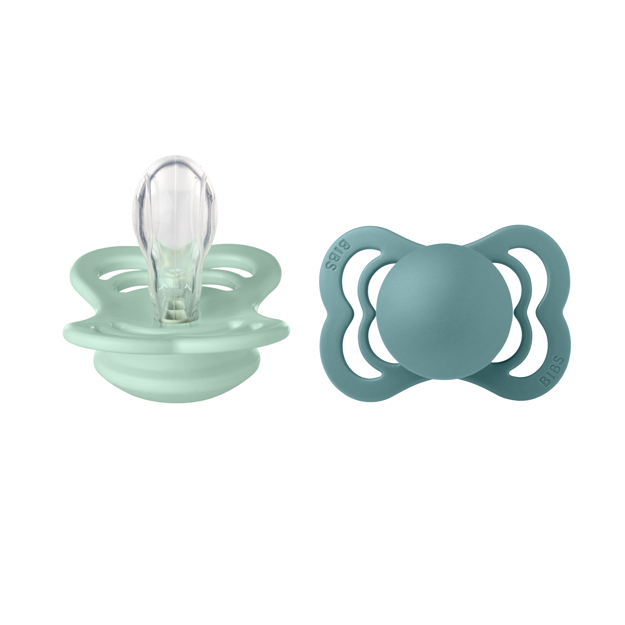 BIBS Pacifier SUPREME Silicone 2 PK Nordic Mint / Island sea (Min. of 2 PK, multiples of 2 PK)