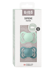 BIBS Pacifier SUPREME Silicone 2 PK Nordic Mint / Island sea (Min. of 2 PK, multiples of 2 PK)