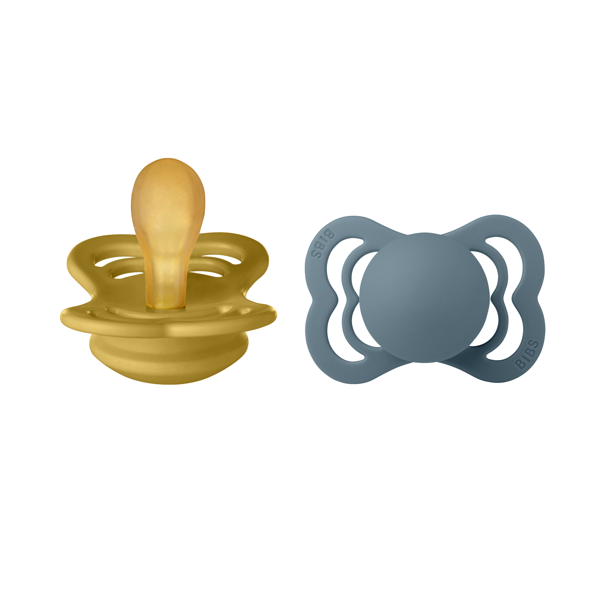 BIBS Pacifier SUPREME Latex 2 PK Mustard / Petrol (Min. of 2 PK, multiples of 2 PK)