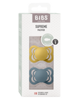 BIBS Pacifier SUPREME Latex 2 PK Mustard / Petrol (Min. of 2 PK, multiples of 2 PK)