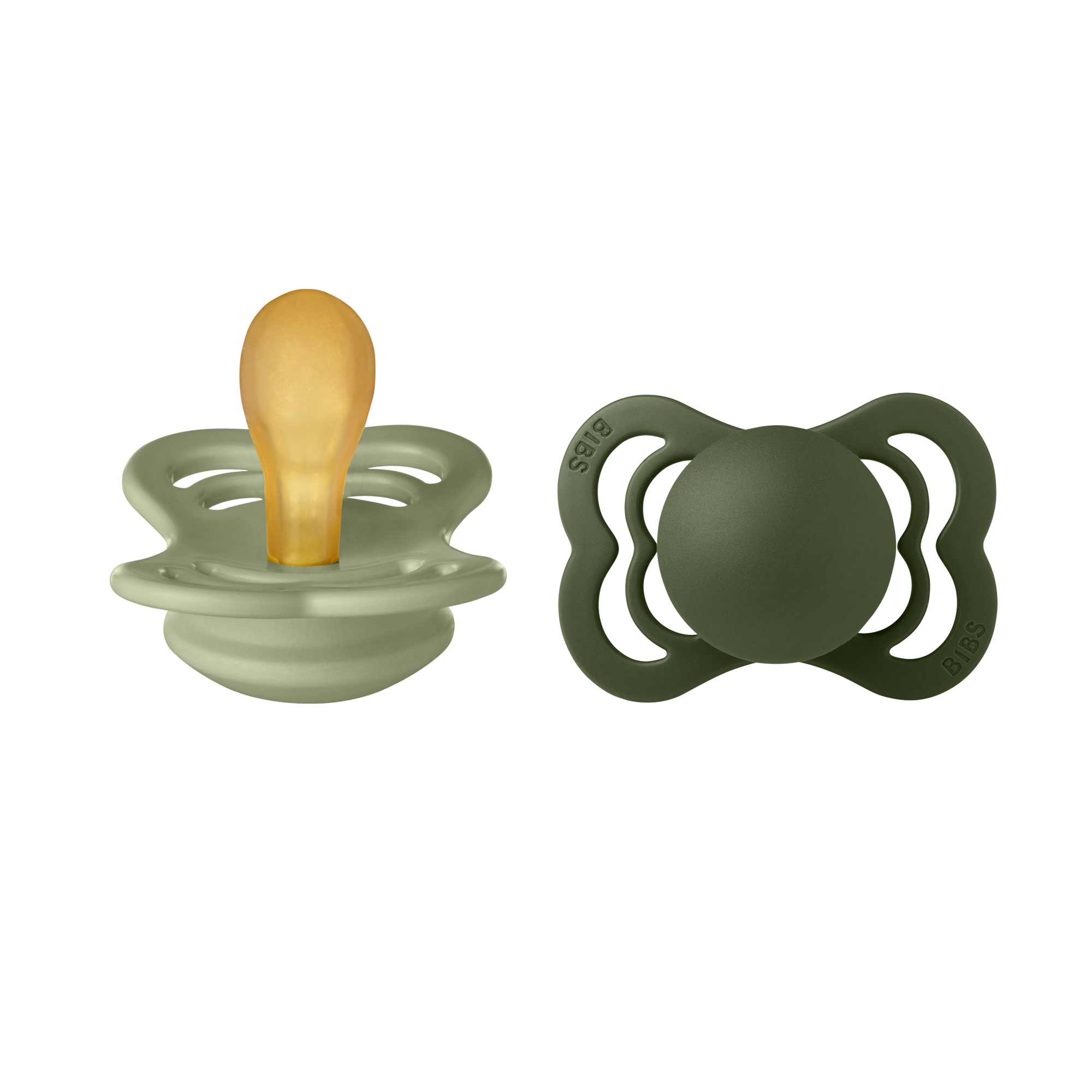 BIBS Pacifier SUPREME Latex 2 PK Sage / Hunter Green (Min. of 2 PK, multiples of 2 PK)