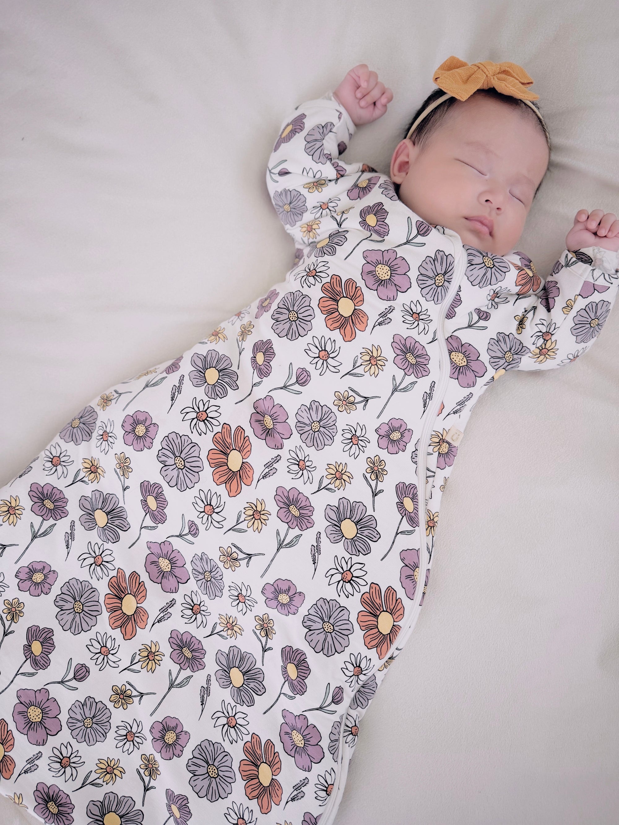 günamüna Long Sleeve Transitional Swaddle Sleep Sack Duvet Bamboo Bouquet 1 TOG (Min. of 2, multiples of 2)