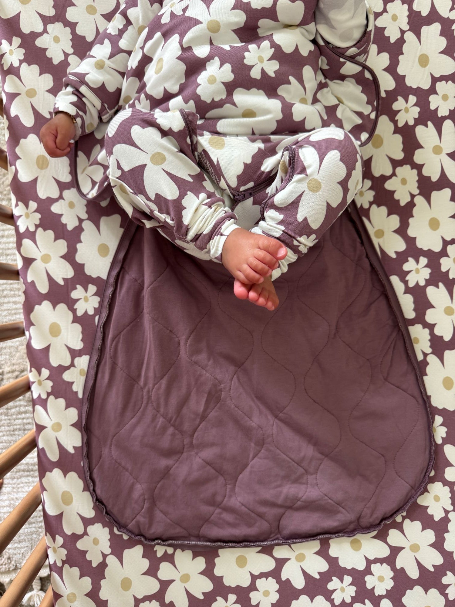 günamüna Long Sleeve Transitional Swaddle Sleep Sack Duvet Bamboo Blossom 1 TOG (Min. of 2, multiples of 2)