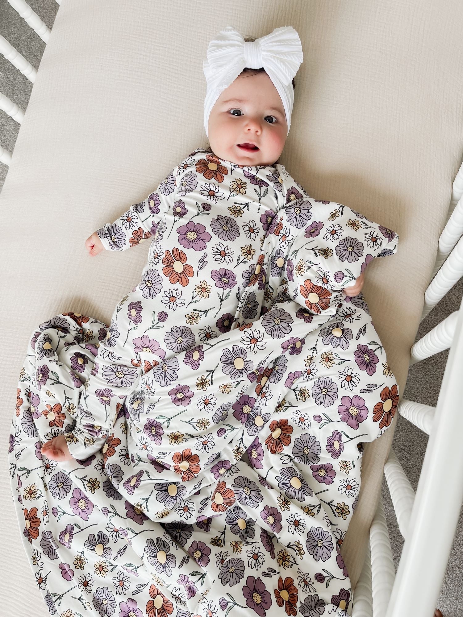 günamüna Long Sleeve Transitional Swaddle Sleep Sack Duvet Bamboo Bouquet 1 TOG (Min. of 2, multiples of 2)