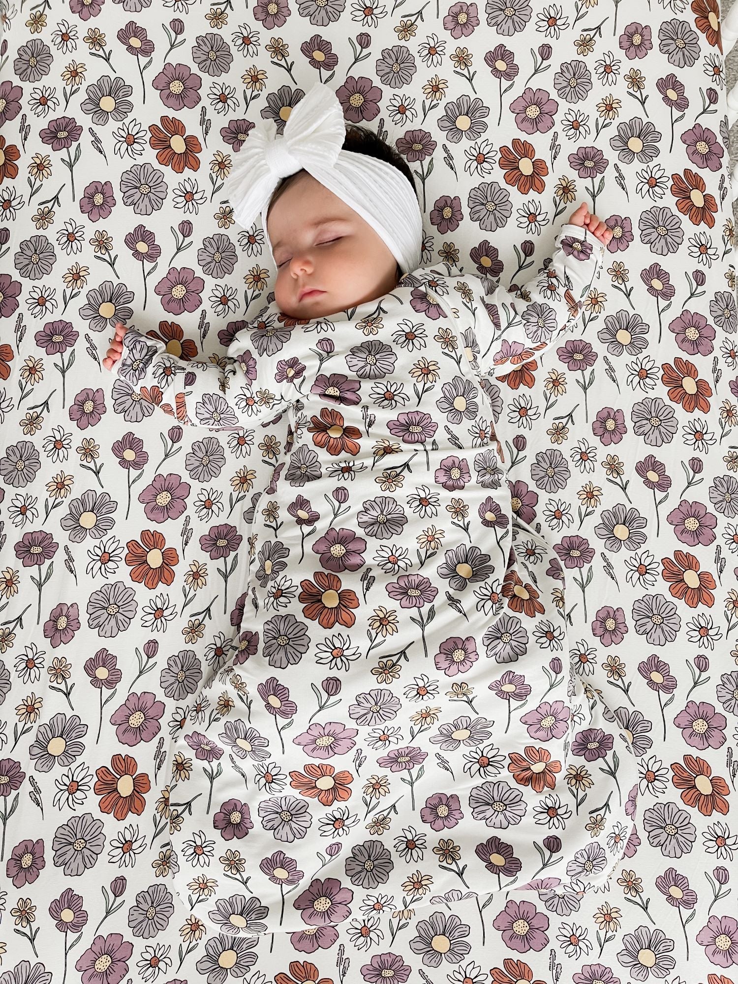 günamüna Long Sleeve Transitional Swaddle Sleep Sack Duvet Bamboo Bouquet 1 TOG (Min. of 2, multiples of 2)
