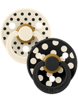 BIBS Pacifier Studio Colour Anatomical 2 PACK Polka - Ivory/Black (Min. of 2 PK, multiples of 2 PK)