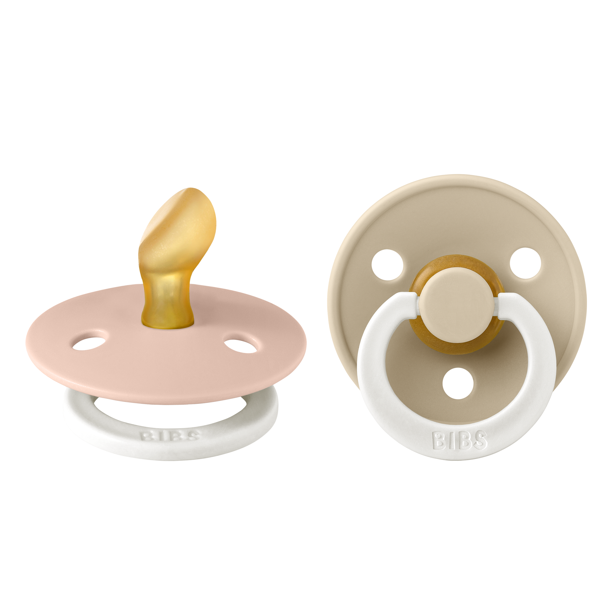 BIBS Pacifier Original COLOUR Latex 2 PK Anatomical Blush Glow / Vanilla Glow (Min. of 2 PK, multiples of 2 PK)
