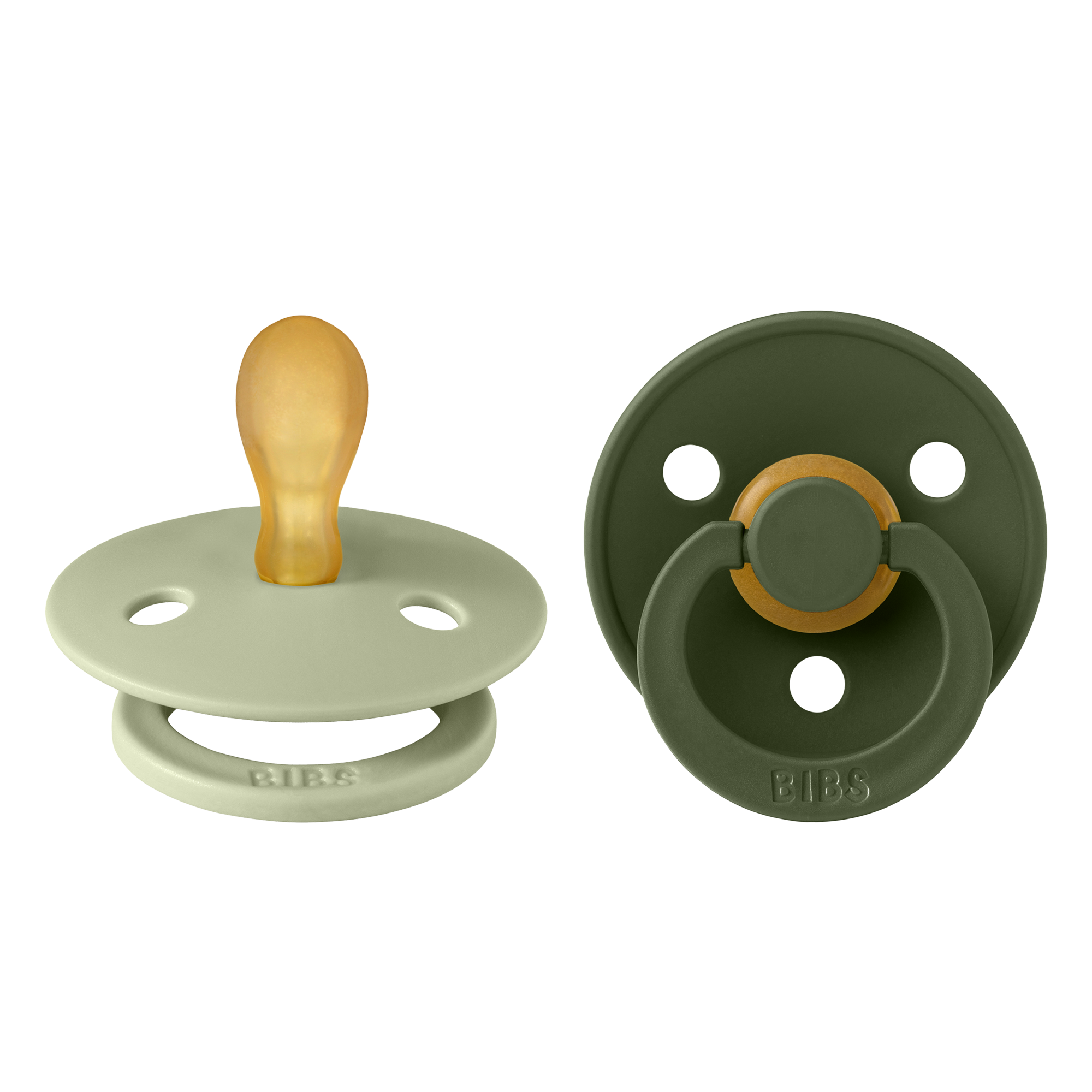 BIBS Pacifier Original COLOUR Latex 2 PK Symmetrical Hunter Green/Sage (Min. of 2 PK, multiples of 2 PK)