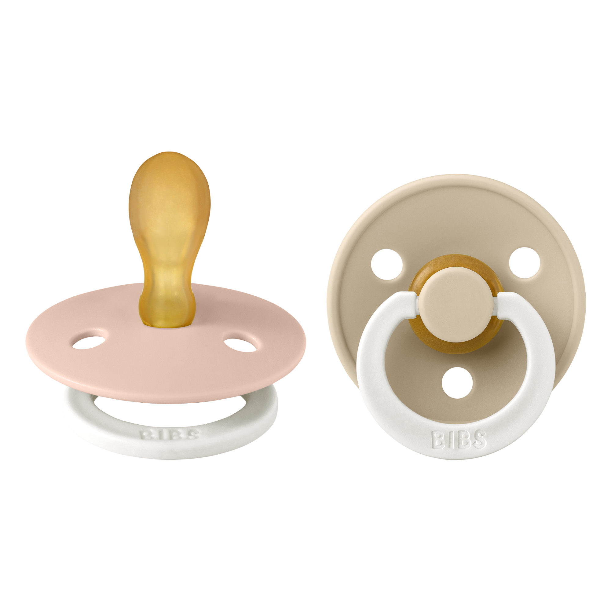 BIBS Pacifier Original COLOUR Latex 2 PK Symmetrical Blush Glow/Vanilla Glow (Min. of 2 PK, multiples of 2 PK)