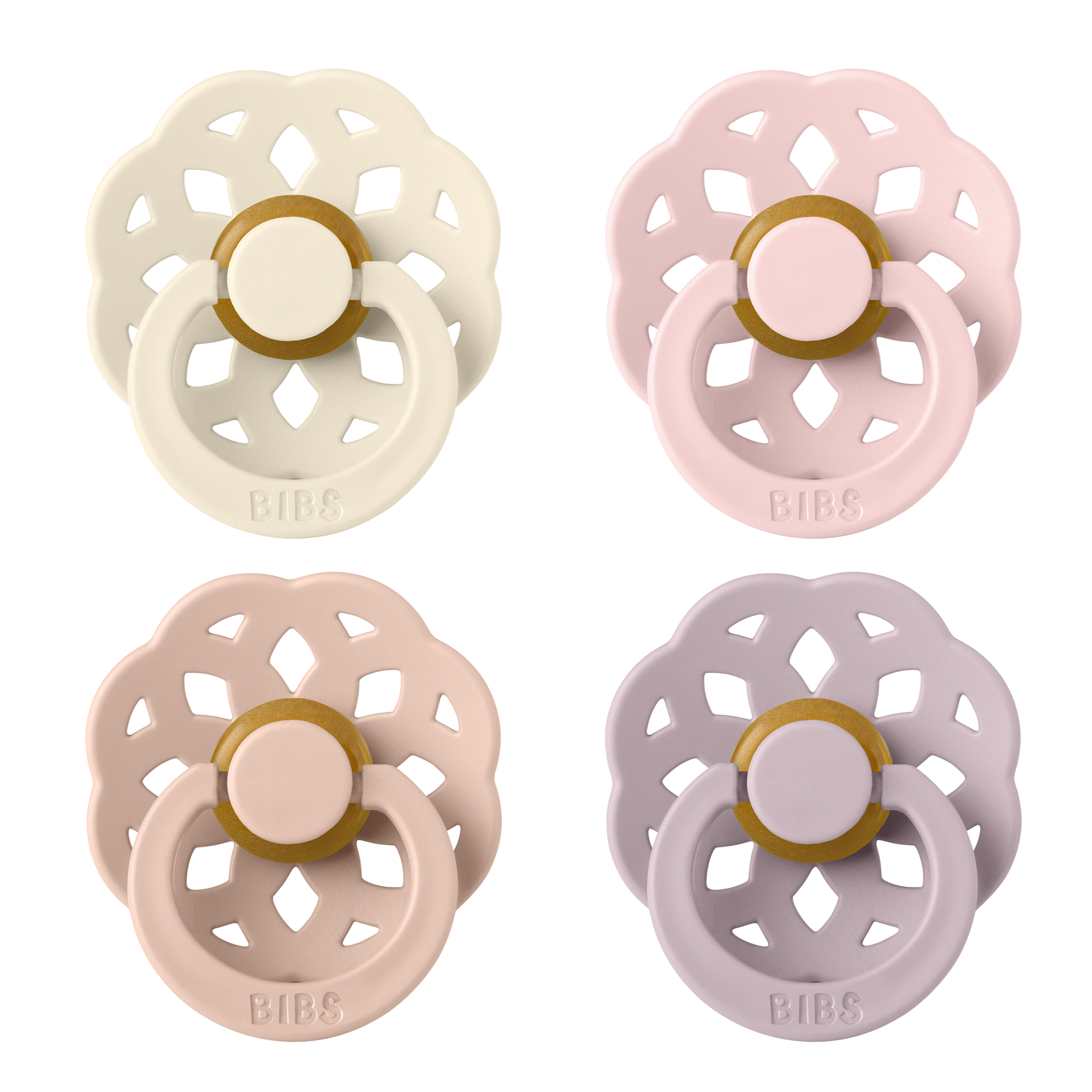BIBS Pacifier Boheme Latex 4 PK Ivory/Blush/Blossom/Dusky Lilac(Min. of 2 PK, multiples of 2 PK)