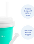 Re-Play 24oz Drinking Cup  with Lid and Straw (Adult) - Aqua (Min. of 2 PK, Multiples of 2 PK)