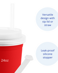 Re-Play 24oz Drinking Cup  with Lid and Straw (Adult) - Red (Min. of 2 PK, Multiples of 2 PK)