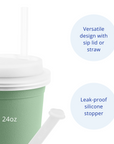 Re-Play 24oz Drinking Cup  with Lid and Straw (Adult) - Sage (Min. of 2 PK, Multiples of 2 PK)