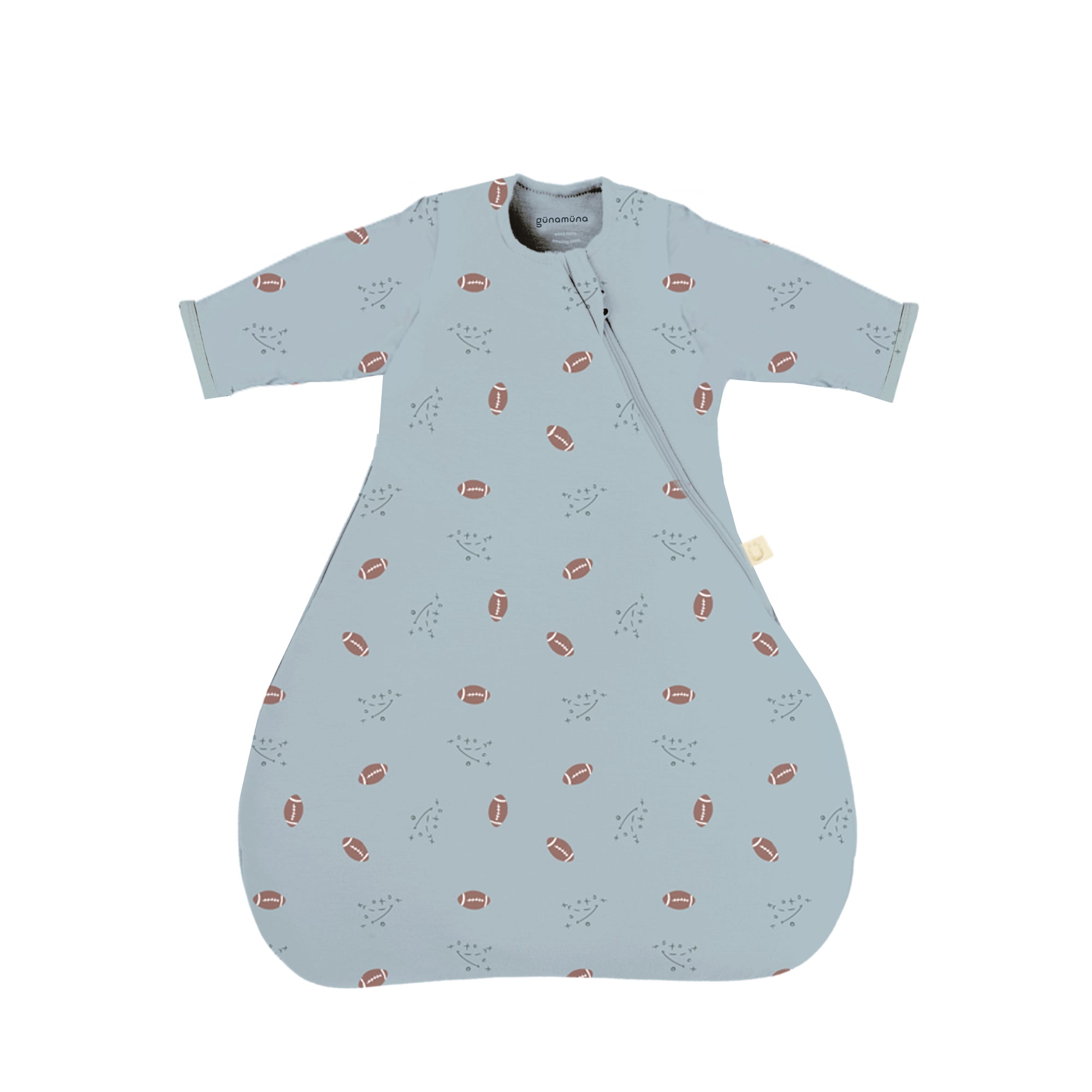 günamüna Long Sleeve Transitional Swaddle Sleep Sack Duvet Bamboo Football 1 TOG (Min. of 2, multiples of 2)