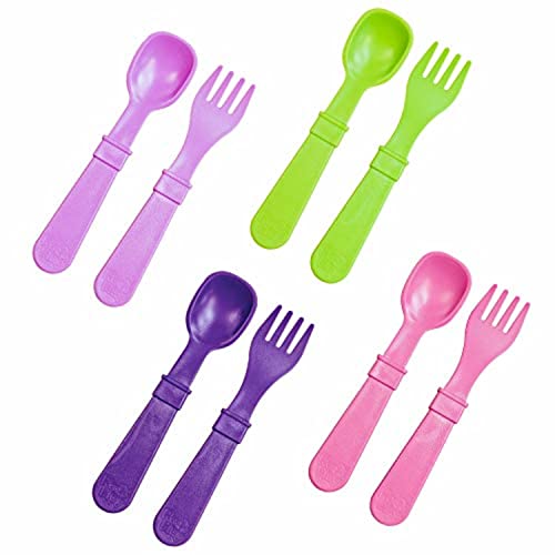 Amazon Re Play Utensils Spoon and Fork | Purple, Lime Green, Amethyst and Bright Pink