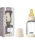 BIBS Glass Baby Bottle Round Latex 1 pack 120 ml Slow Flow Ivory (Min. of 2 PK , multiples of 2 PK)