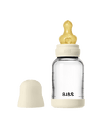 BIBS Glass Baby Bottle Round Latex 1 pack 120 ml Slow Flow Ivory (Min. of 2 PK , multiples of 2 PK)