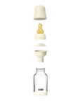 BIBS Glass Baby Bottle Round Latex 1 pack 120 ml Slow Flow Ivory (Min. of 2 PK , multiples of 2 PK)