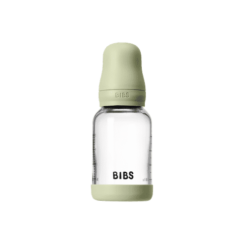 BIBS Glass Baby Bottle Round Latex 1 pack 120 ml Slow Flow Sage (Min. of 2 PK , multiples of 2 PK)
