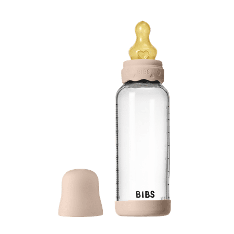 BIBS Glass Boheme Baby Bottle Round Latex 1 pack 240 ml Medium Flow Blush (Min. of 2 PK , multiples of 2 PK)