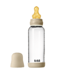 BIBS Glass Baby Bottle Round Latex 1 pack 240 ml Medium Flow Vanilla GLOW (Min. of 2 PK , multiples of 2 PK)