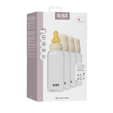 BIBS BPA-Free PP Baby Bottle Round Latex 4 pack 270 ml Ivory (Min. of 2 PK , multiples of 2 PK)