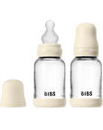 BIBS Glass Baby Bottle Round Silicone 2 PK 120 ml Slow Flow Ivory (Min. of 2 PK , multiples of 2 PK)