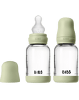 BIBS Glass Baby Bottle Round Silicone 2 PK 120 ml Medium Flow Sage (Min. of 2 PK , multiples of 2 PK)