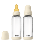BIBS Glass Baby Bottle Round Latex 2 pack 240 ml Medium Flow Ivory (Min. of 2 PK , multiples of 2 PK)
