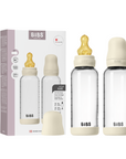 BIBS Glass Baby Bottle Round Latex 2 pack 240 ml Medium Flow Ivory (Min. of 2 PK , multiples of 2 PK)