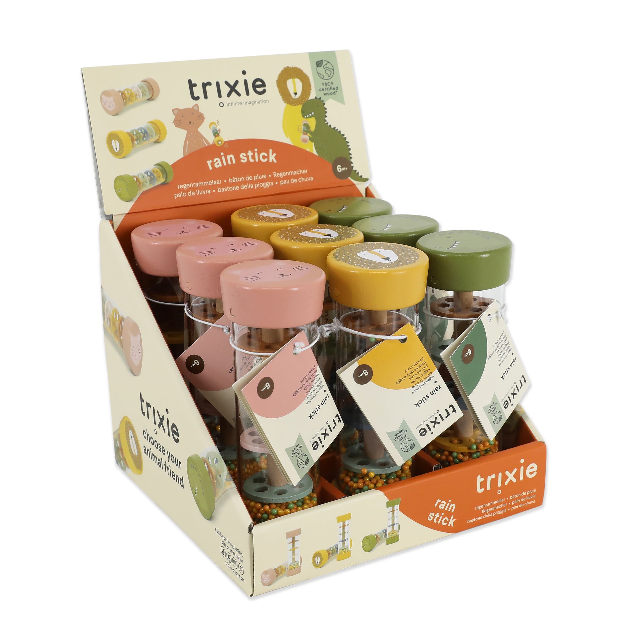 Trixie Wooden rain stick box - 9pcs (Min. of 2 PK, multiples of 2 PK)