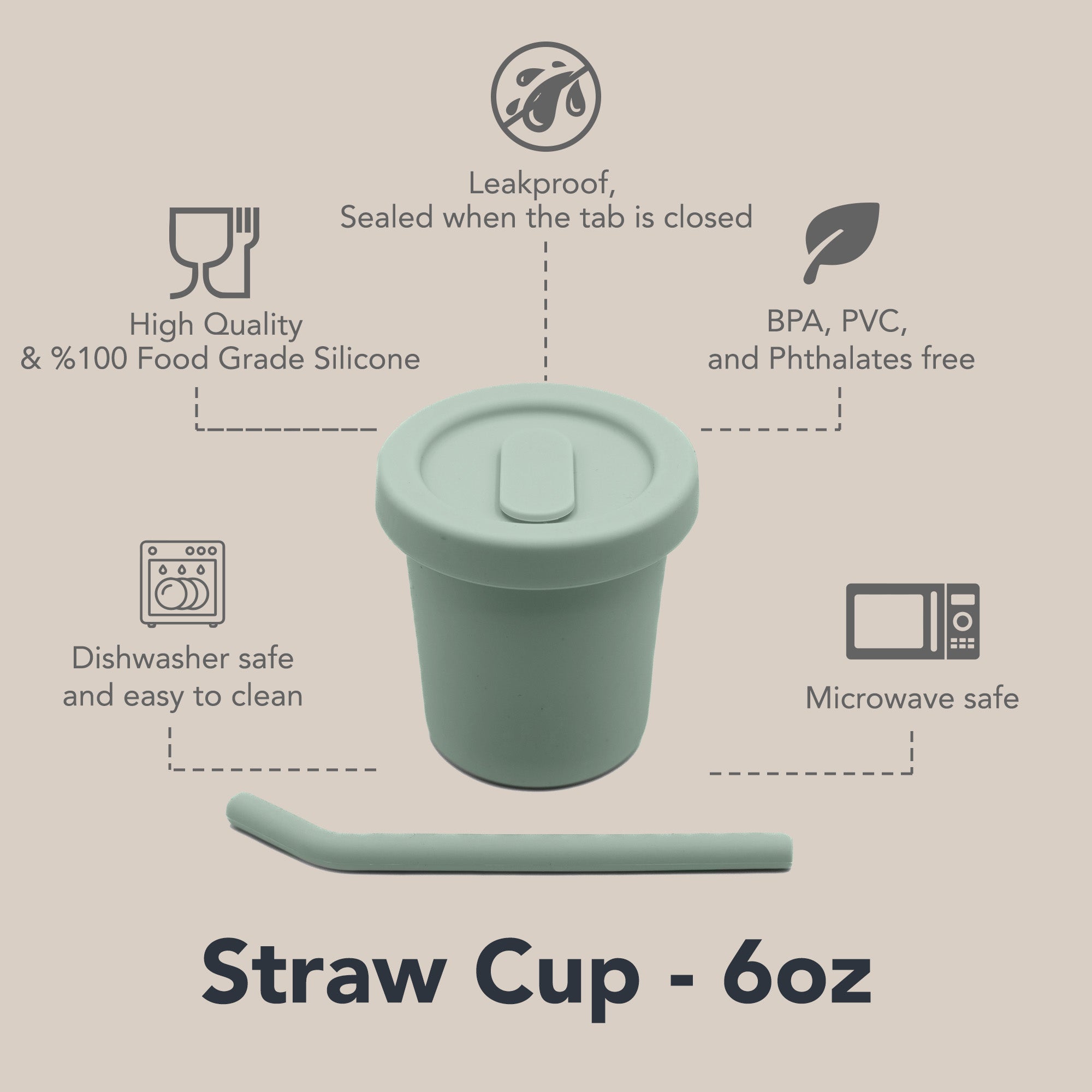 noüka Straw Cup 6 OZ - Butter (Min. of 2 PK, Multiples of 2 PK)
