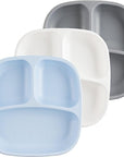 Re-Play 3 PK Packaged Divided Plates Glacier -( Ice Blue, White and Grey) (Min. of 2 PK, Multiples of 2 PK)